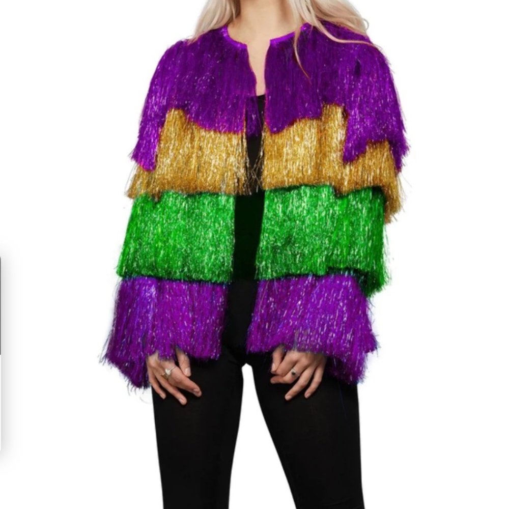 Fever Tinsel Mardi Gras Jacket Multi Coloured